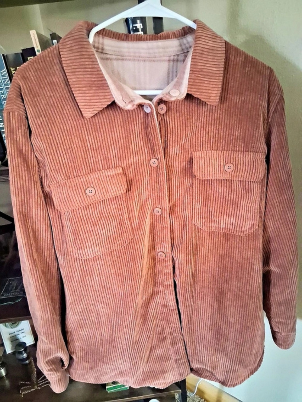 Women's Corduroy Utility Jacket in Coral
